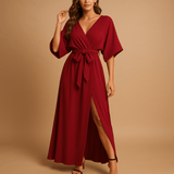 V-neck dress for women | Hannah-Dresses-Darling Fashion-Red-S-Darling Fashion
