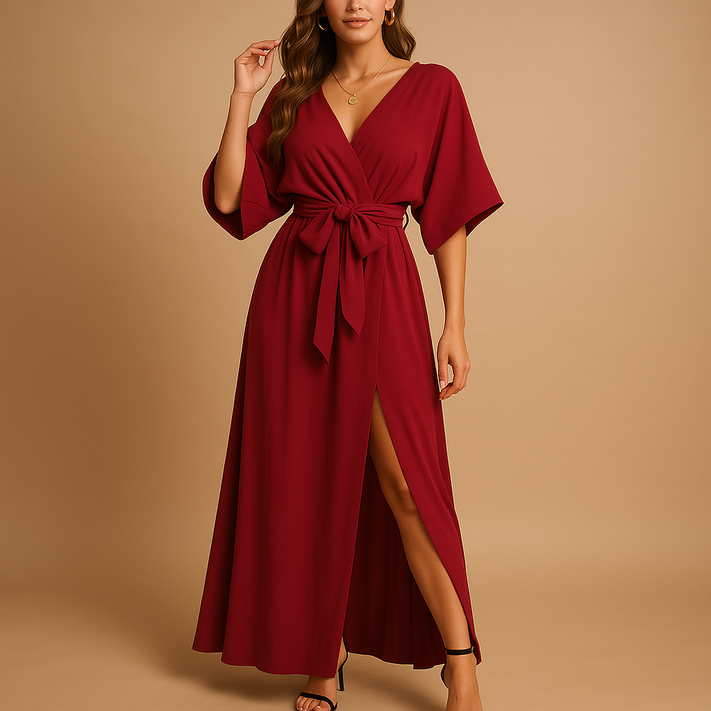 Women’s V-neck dress with flattering cut, perfect for daily wear, parties, or festive occasions.