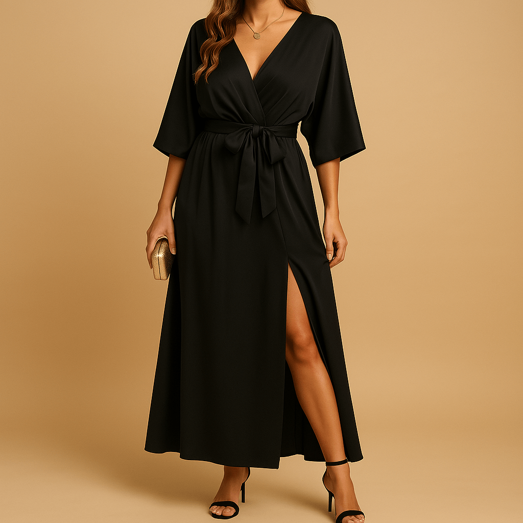 V-neck dress for women | Hannah-Dresses-Darling Fashion-Black-S-Darling Fashion
