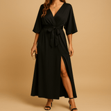 V-neck dress for women | Hannah-Dresses-Darling Fashion-Black-S-Darling Fashion