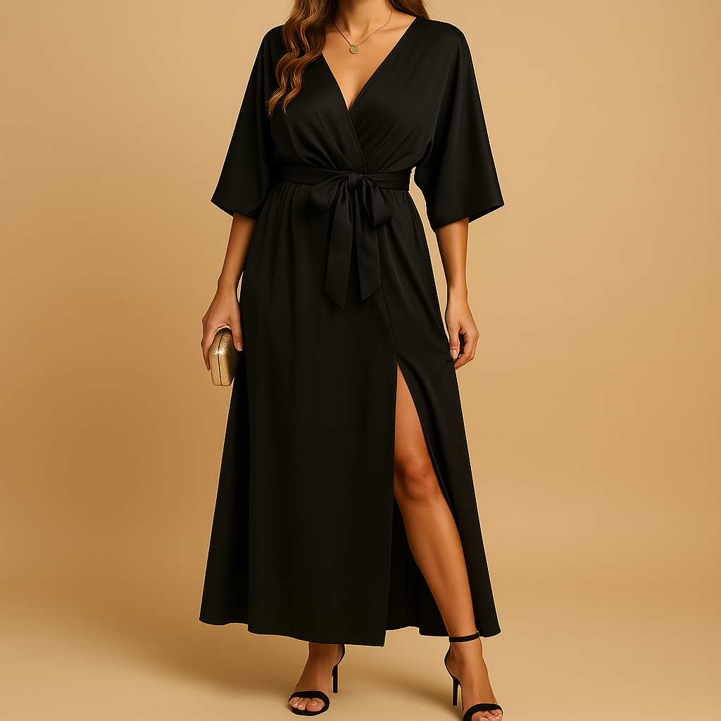 Women’s V-neck dress with flattering cut, perfect for daily wear, parties, or festive occasions.
