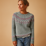 Women’s wool sweater with unique print, classic fit, and soft wool blend. Perfect for casual jeans or elegant skirt outfits in colder seasons.
