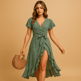 Wrap dress with V-neck for women | Grace-Dresses-Darling Fashion-Darling Fashion