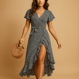 Wrap dress with V-neck for women | Grace-Dresses-Darling Fashion-Darling Fashion